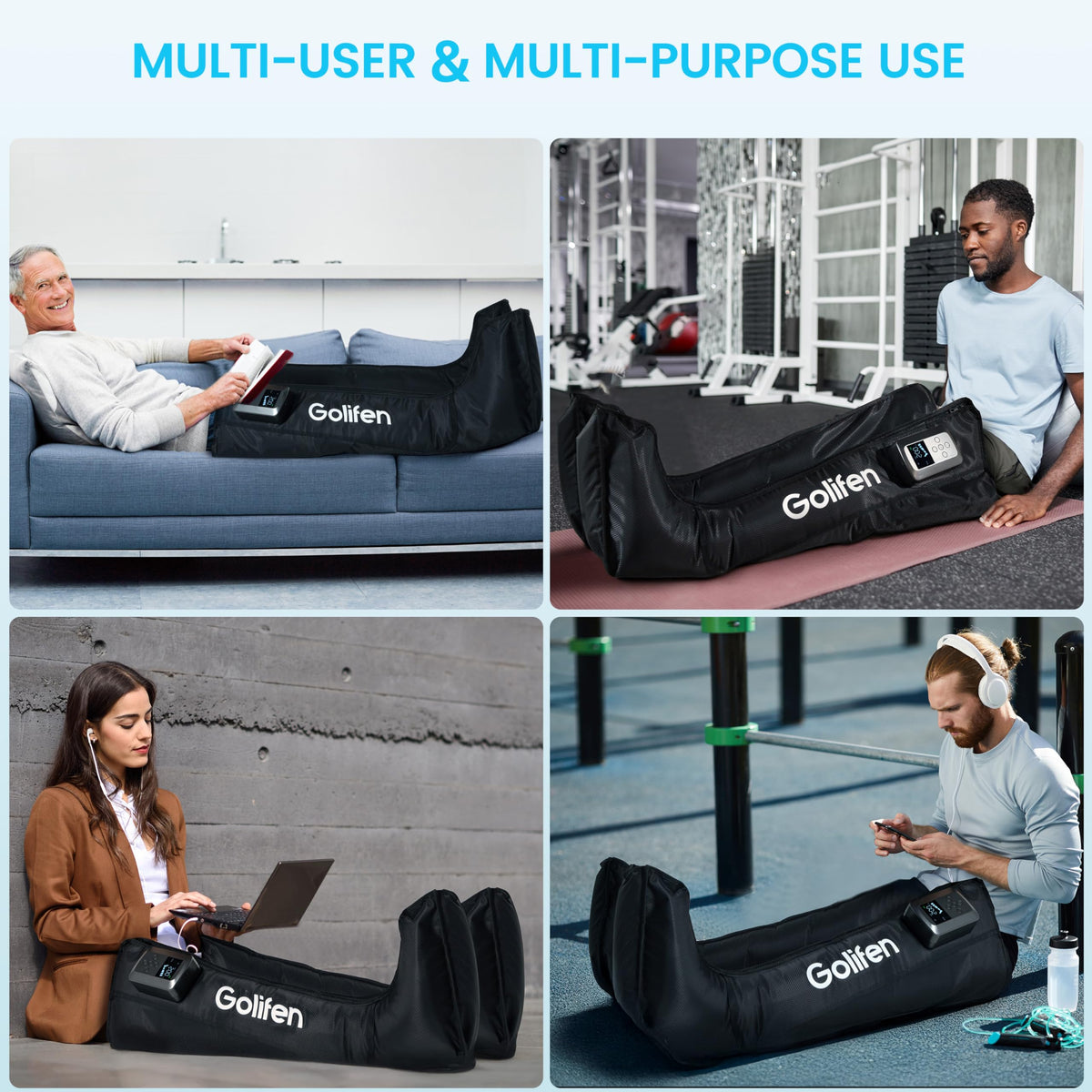 Cordless Leg Compression Massager with 5 Air Chambers X1011