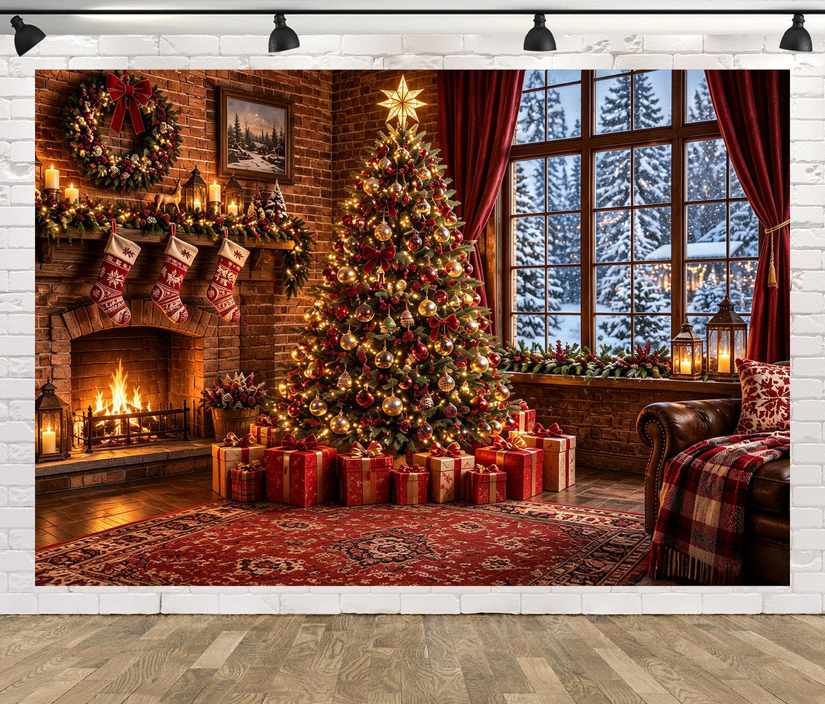 Fabric Christmas Window Backdrop P44879