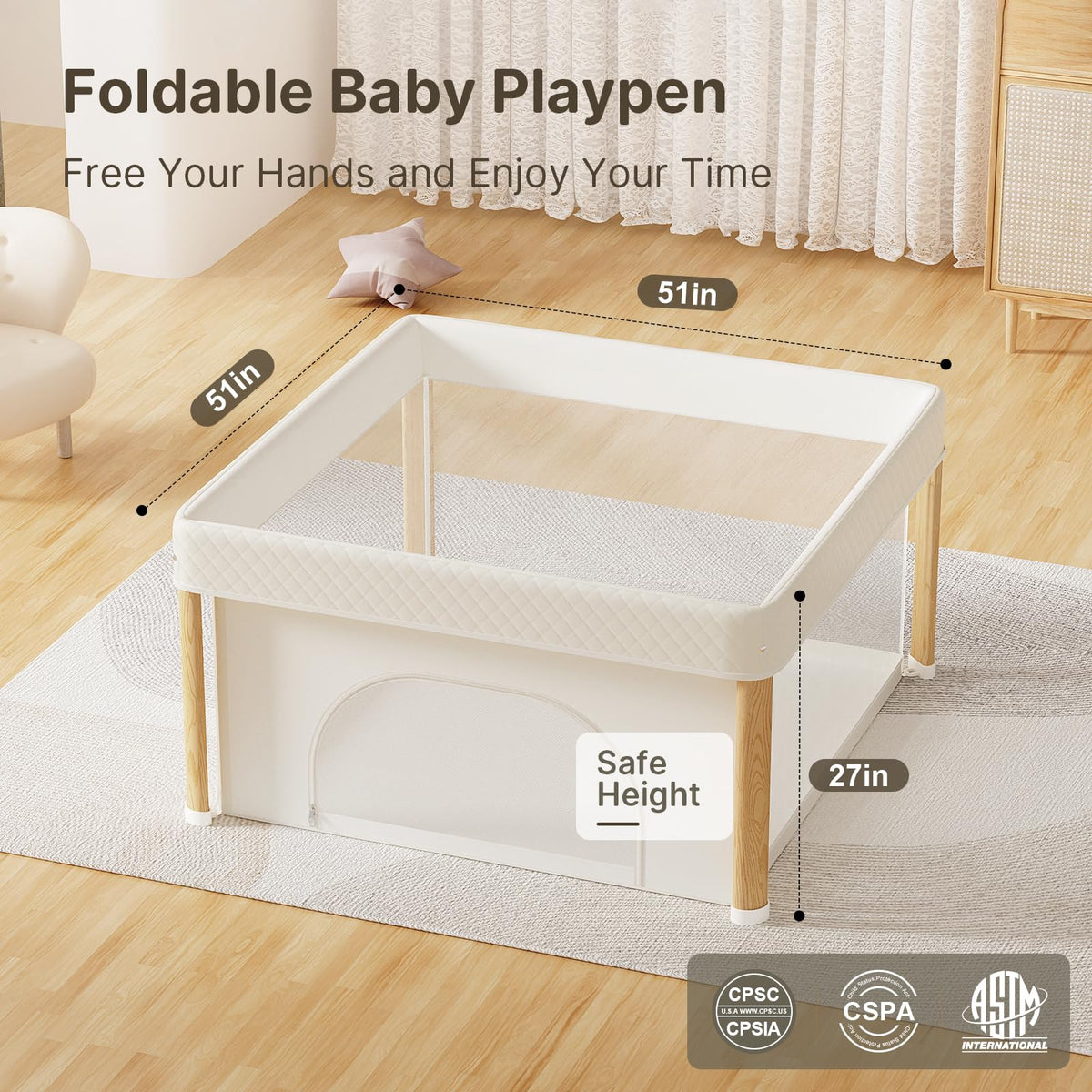 Foldable Baby Playpen with Storage Bag G398