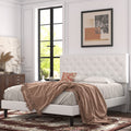 Queen Size Platform Bed Frame with Faux Leather Headboard G680682