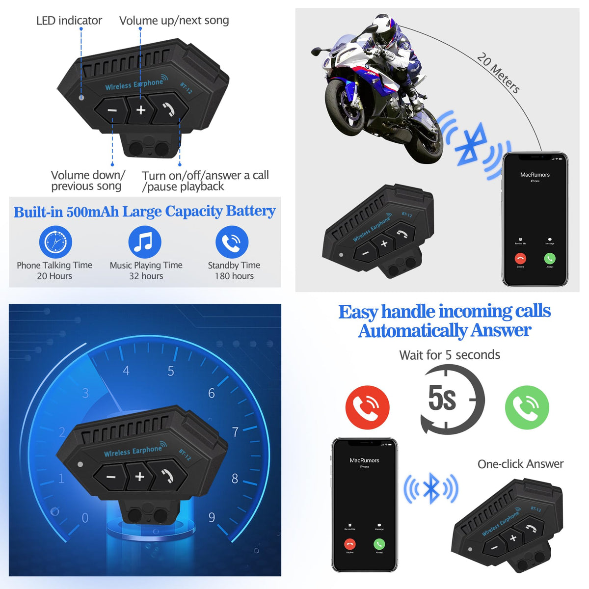 Bluetooth Modular Motorcycle Helmet DOT Approved Dual Visor R53570