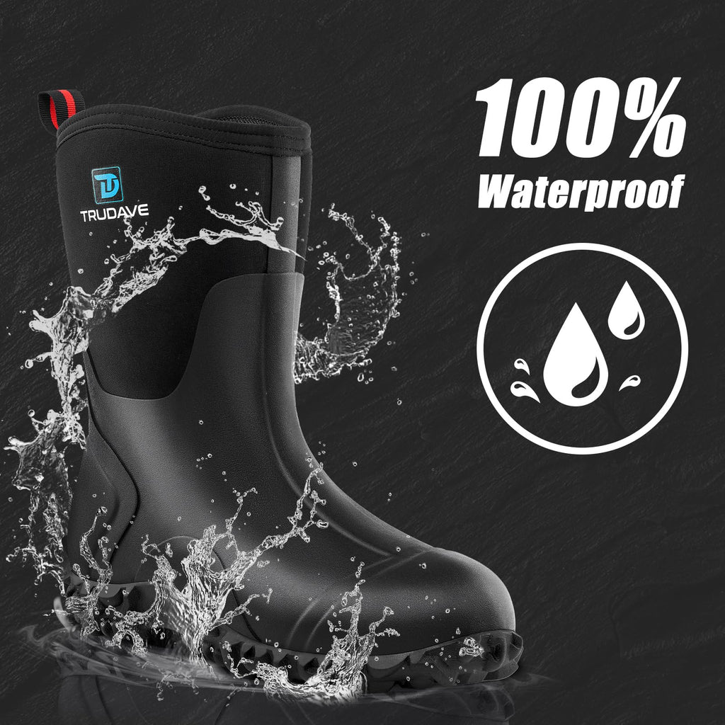 Rubber Boots with Steel Shank, 6mm Neoprene Mid Calf Rain Boots Z7327