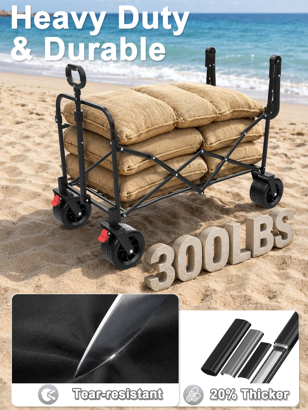 Collapsible Wagon with Canopy Black Q970