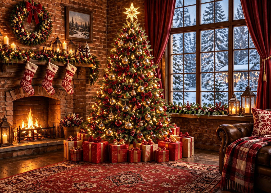 Fabric Christmas Window Backdrop P44879