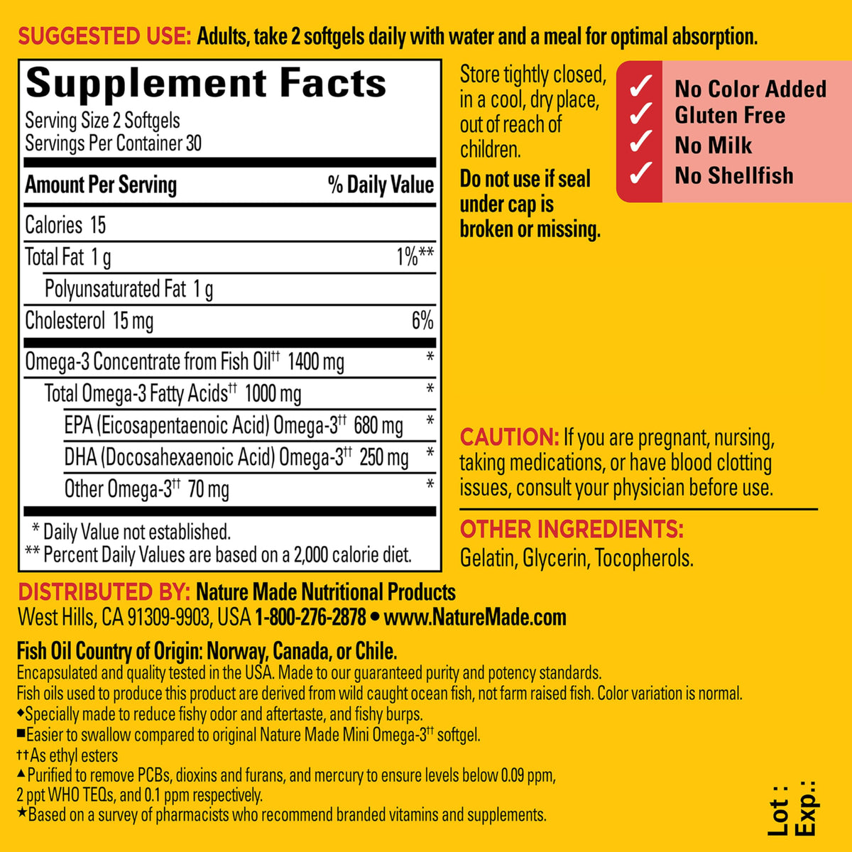 Fish Oil Omega 3 1400 mg Minis 60 Softgels Q817
