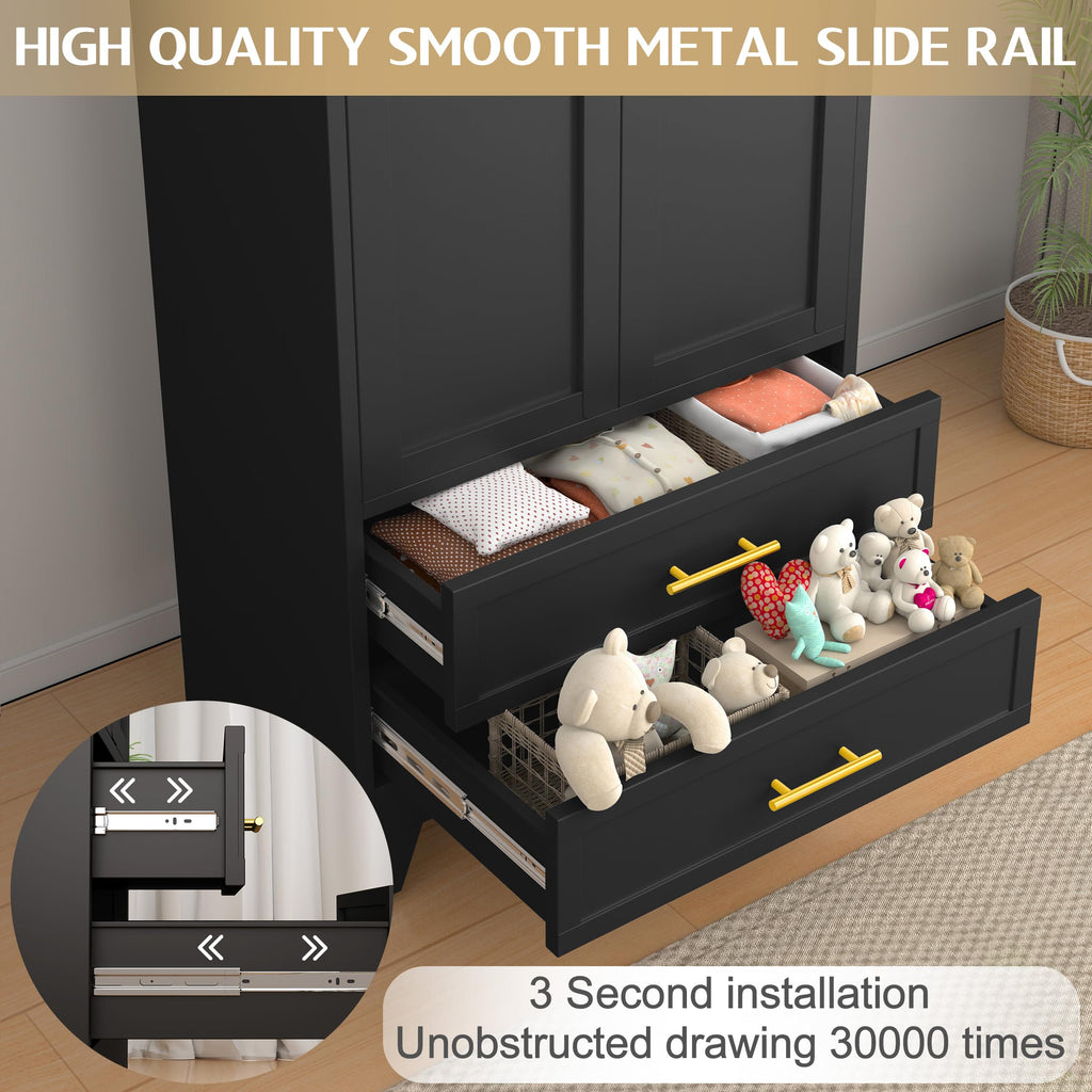 Metal Wardrobe Cabinet with 2 Drawers N588