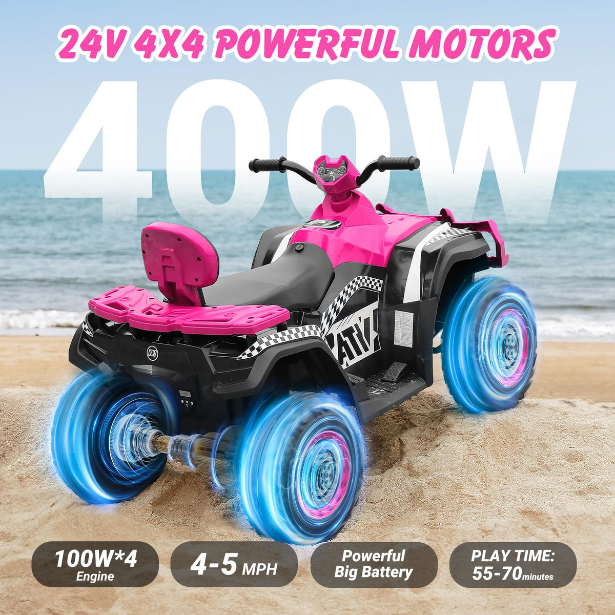 24V 2 Seater 4WD Off-Road Ride on ATV H876