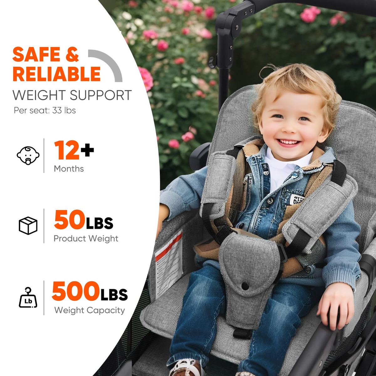 4-in-1 Wagon Stroller with Convertible Seats and Canopy B577737