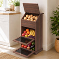 3-Tier Wooden Potato and Onion Storage Bin with Lid C275607