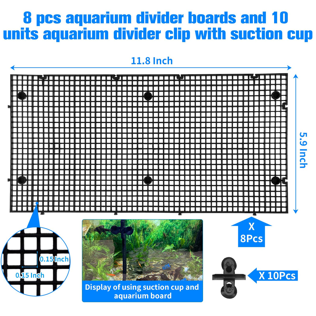Fish Tank Divider with Suction Cups Adjustable Aquarium Isolation Board Z833