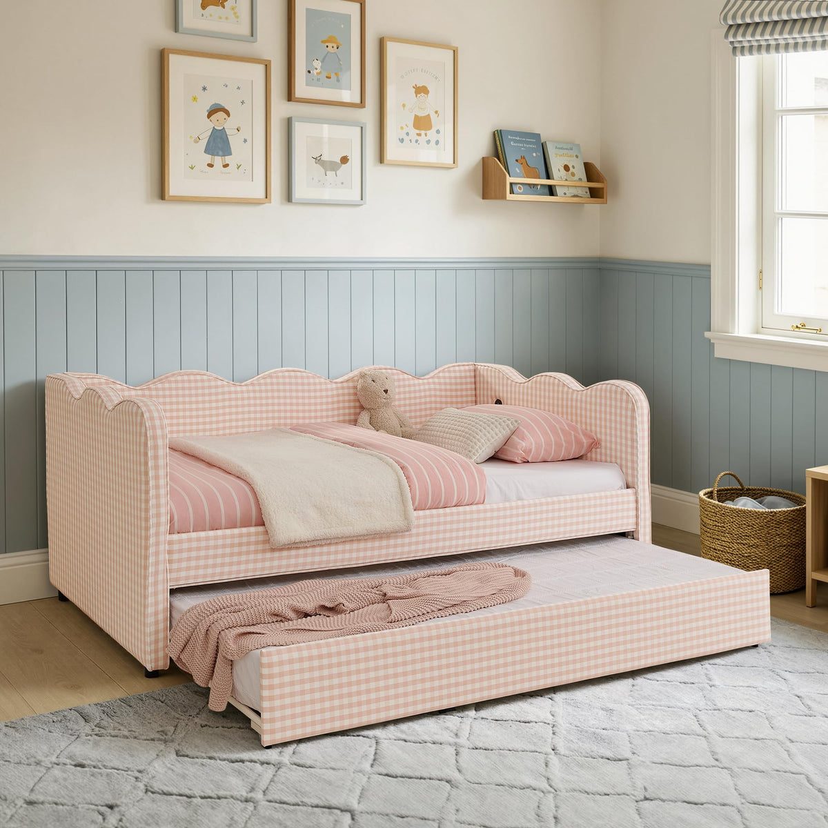 Twin Size Upholstery Daybed with Trundle and USB F587299