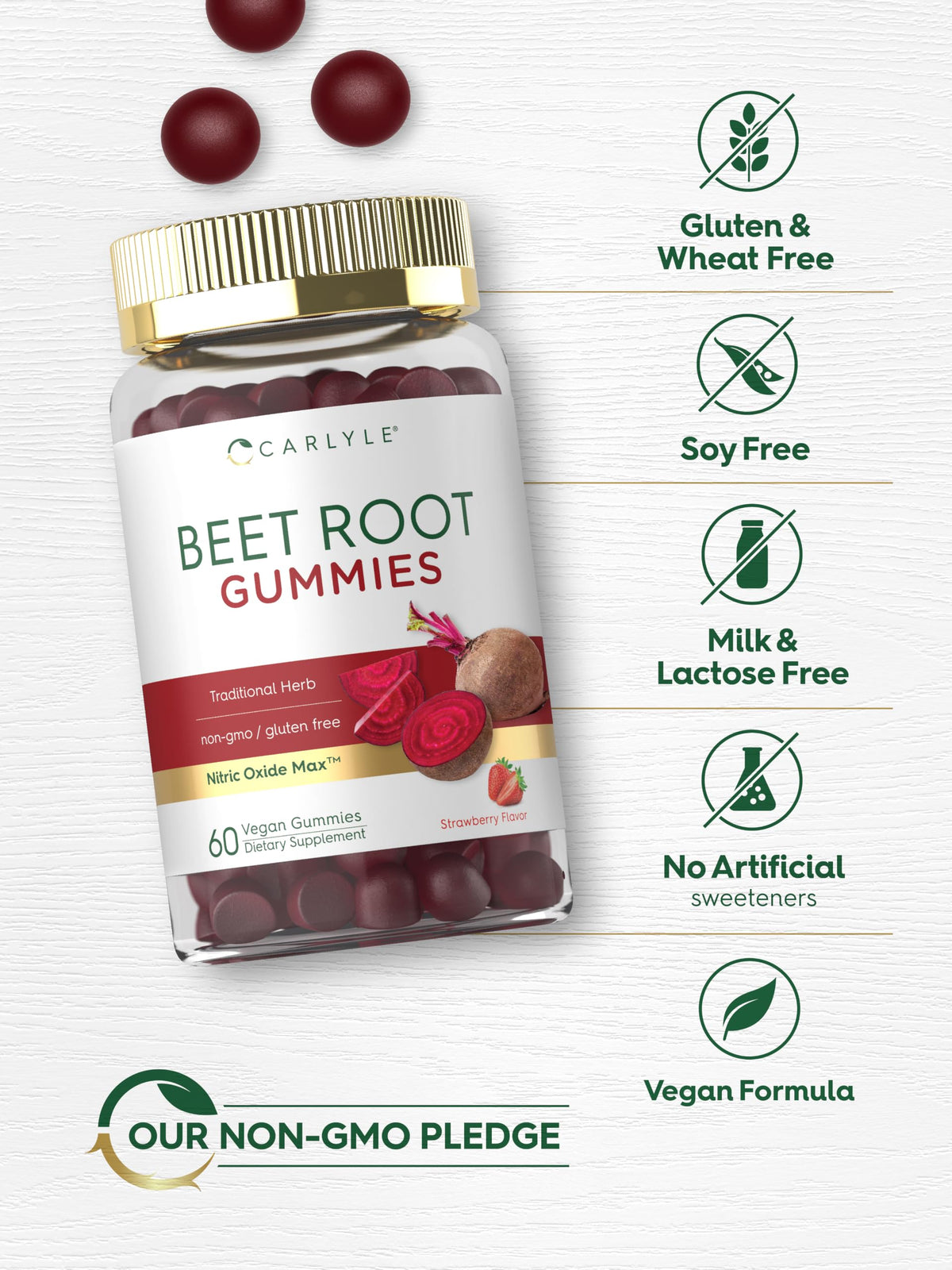 Beet Root Gummies 60 Count Strawberry Flavor B402