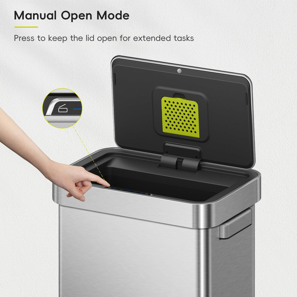 50 Liter Touchless Rectangular Motion Sensor Trash Can, Matte Stainless Steel P82223