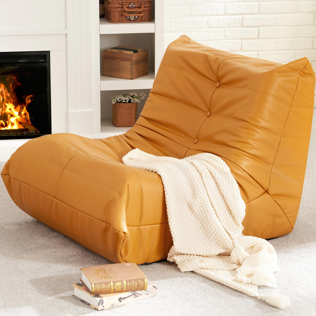 Leather Memory Foam Bean Bag Chair S84749