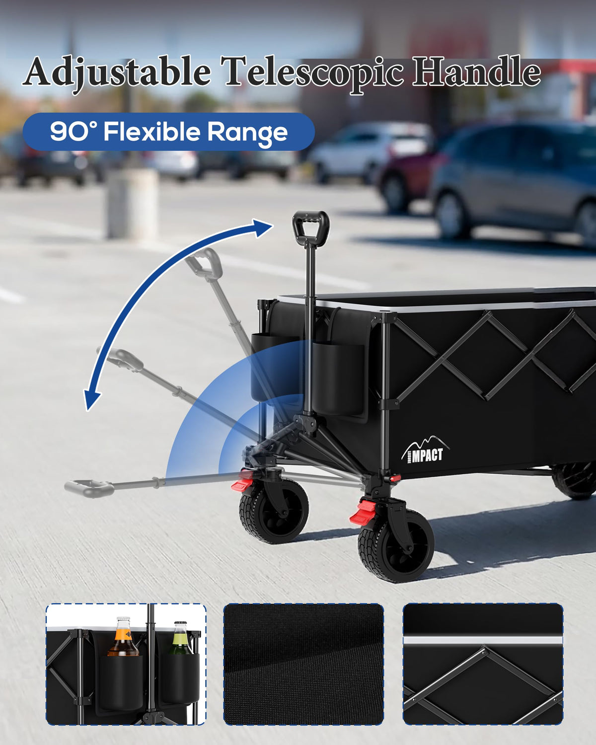46" Collapsible Wagon Cart 300L Capacity H455