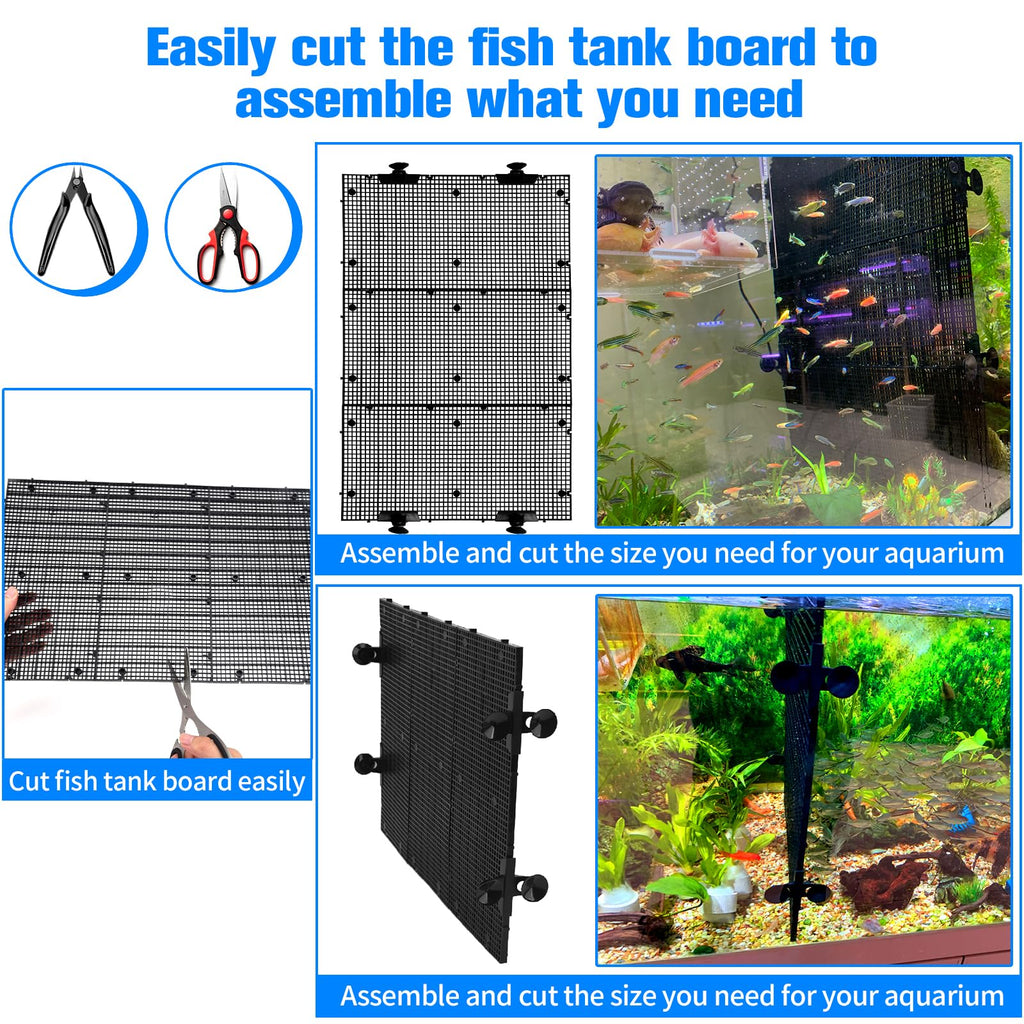 Fish Tank Divider with Suction Cups Adjustable Aquarium Isolation Board Z833