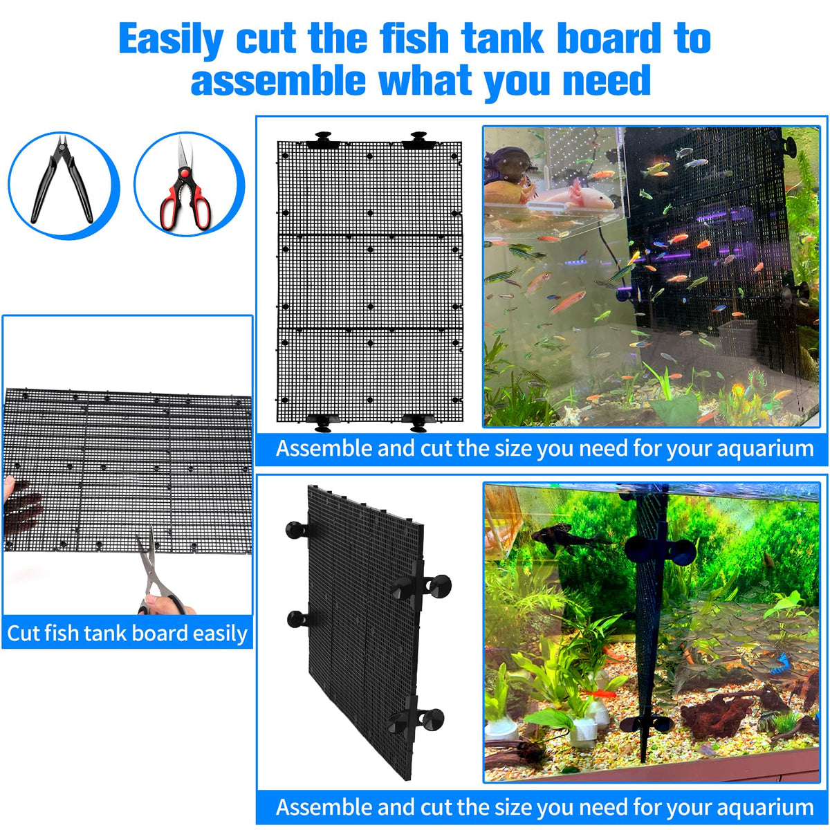 Fish Tank Divider with Suction Cups Adjustable Aquarium Isolation Board Z833