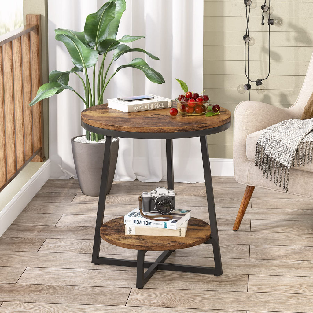 2 Tier Round End Table with Storage Shelf K177111