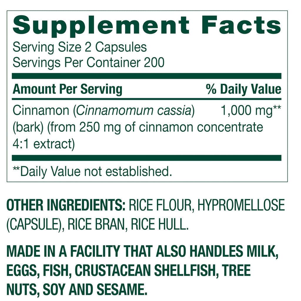 Cinnamon Extract Capsules 400 Count S427