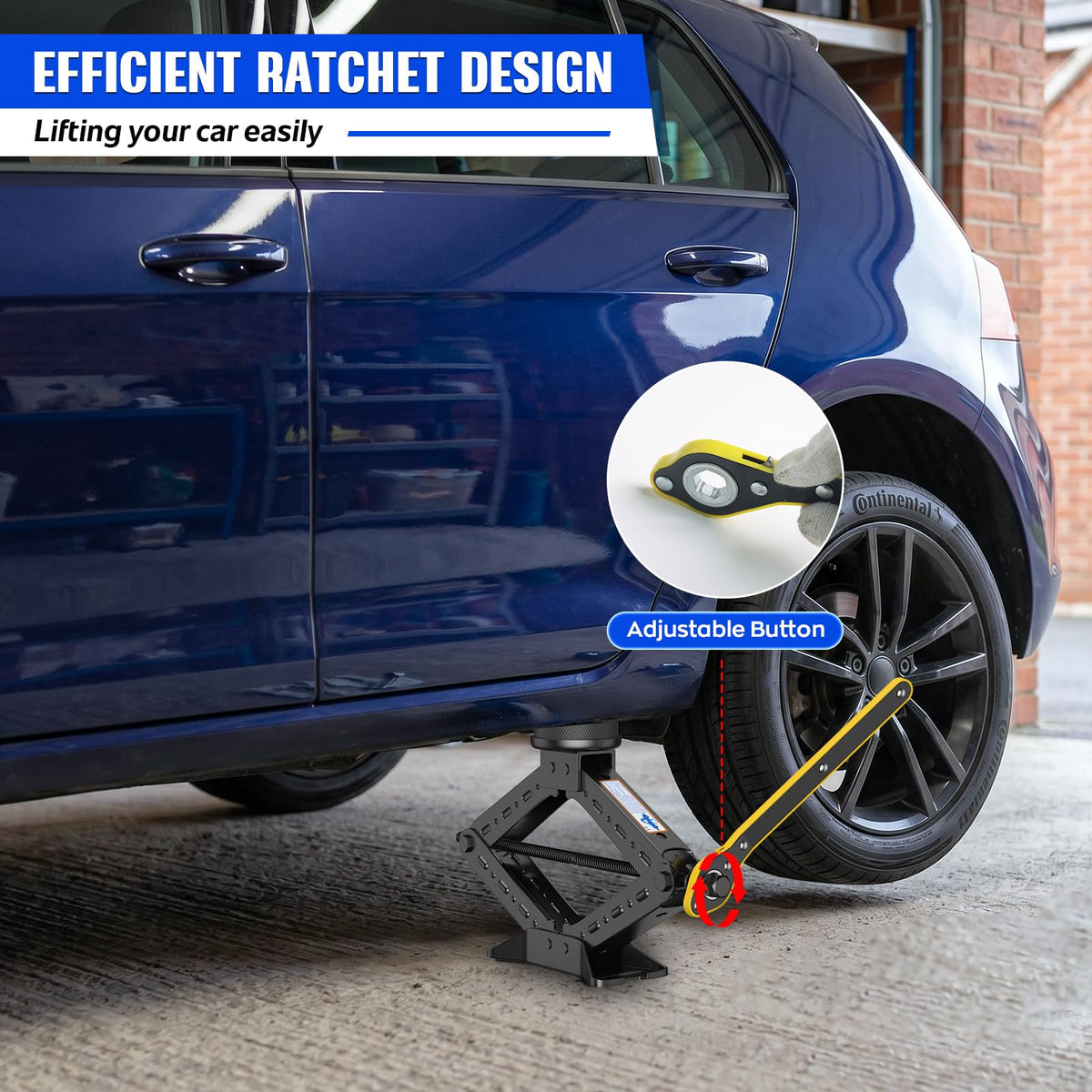 3 Ton Heavy Duty Scissor Jack Kit with Ratchet Wrench V1732