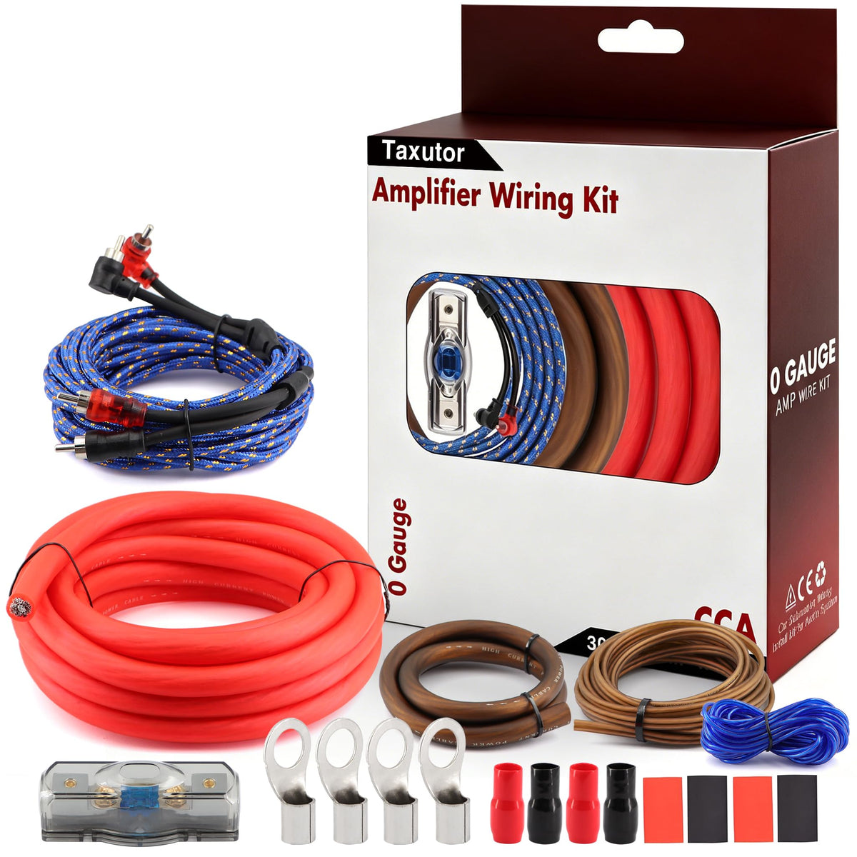 0 Gauge Amp Wiring Kit 3000W with 100A Fuse & RCA Cable T873
