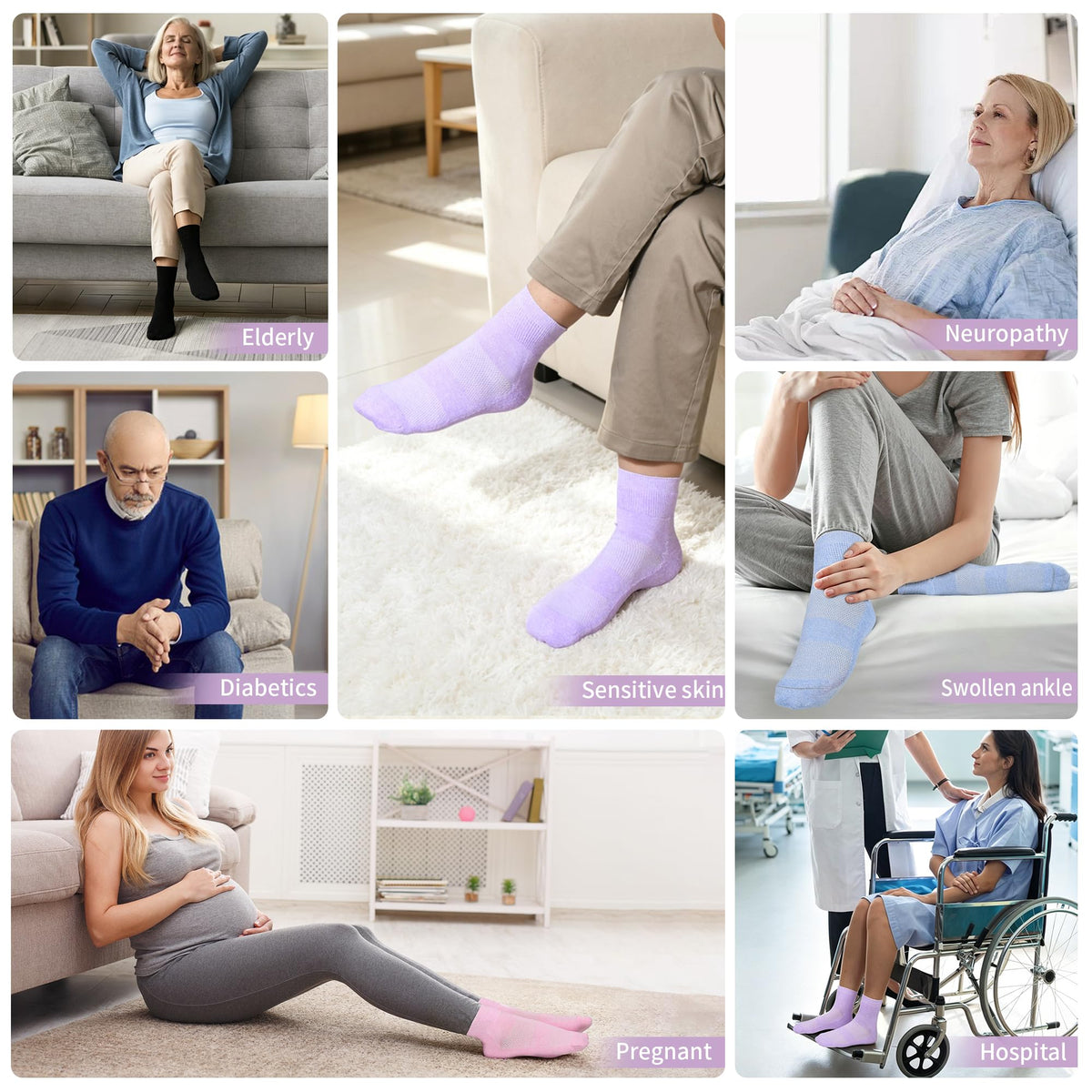 5 Pairs Non Binding Wide Stretchy Ankle Socks L26997