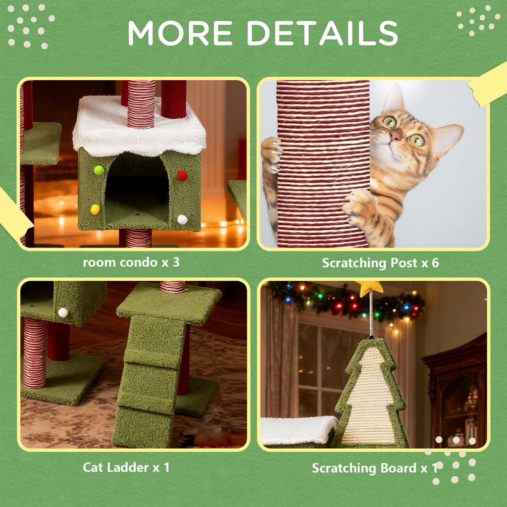 70 Inch Cat Tree with 3 Condos & Climbing Ladder O71708