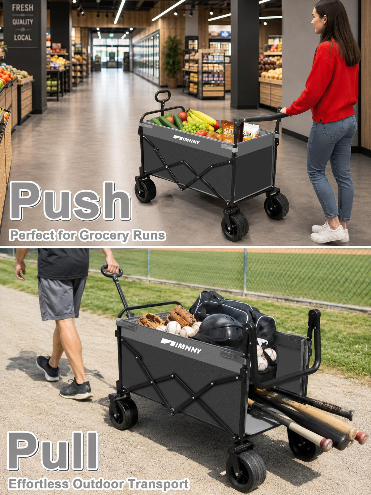 Collapsible Wagon with Canopy Black Q970