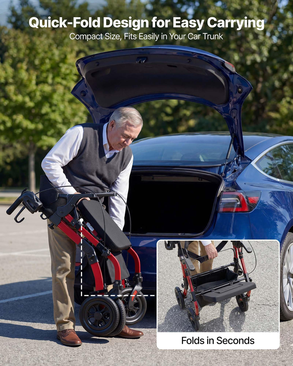 2-in-1 Foldable Aluminum Rollator Walker & Transport Chair R235