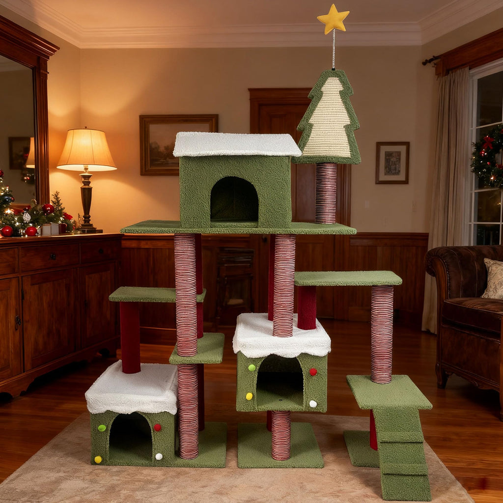 70 Inch Cat Tree with 3 Condos & Climbing Ladder O71708