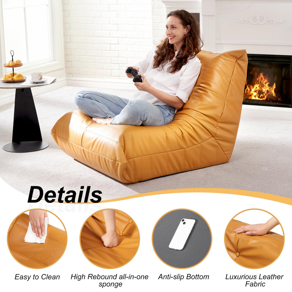 Leather Memory Foam Bean Bag Chair S84749