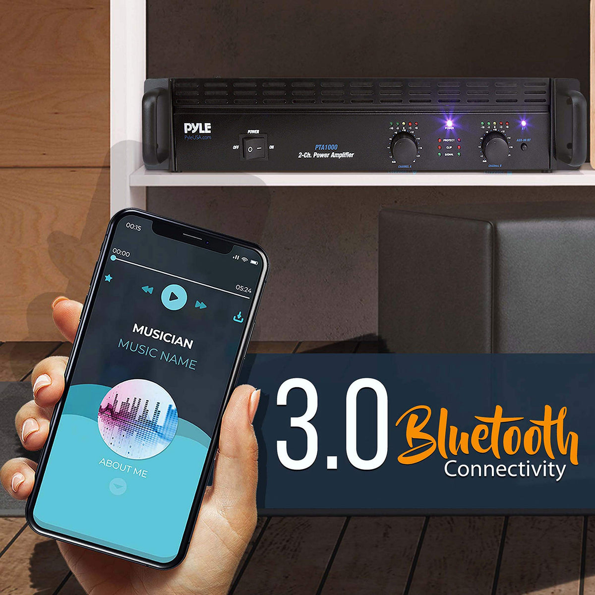 1000 Watt 2-Channel Bluetooth Power Amplifier T283453