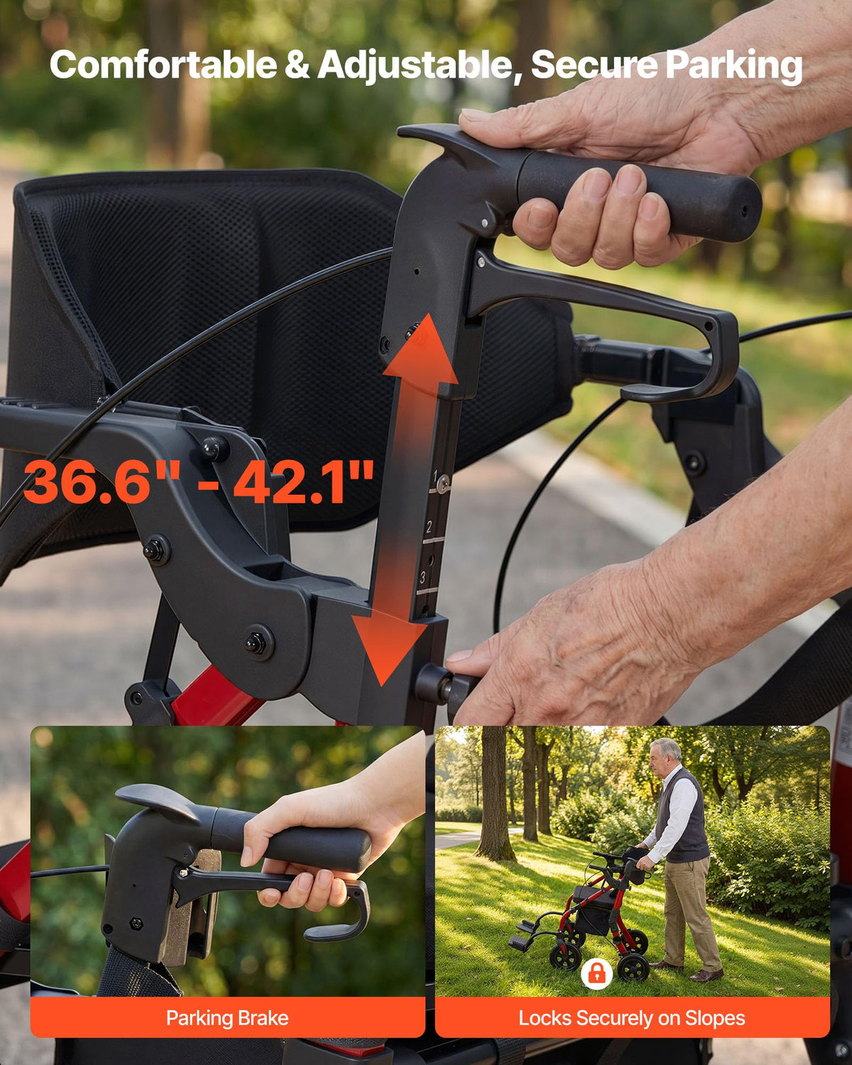 2-in-1 Foldable Aluminum Rollator Walker & Transport Chair R235