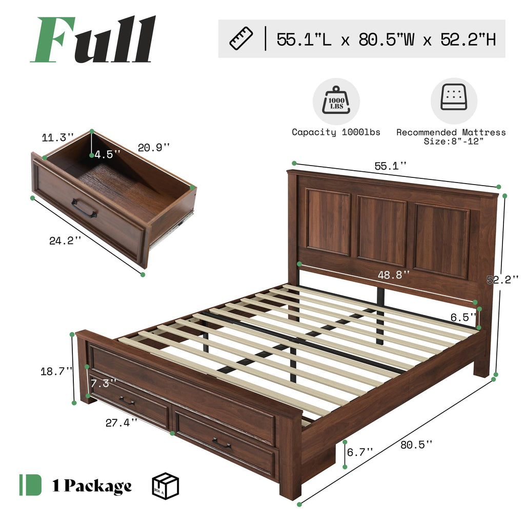 52.2" Full Size Farmhouse Bed Frame with Headboard Z219997