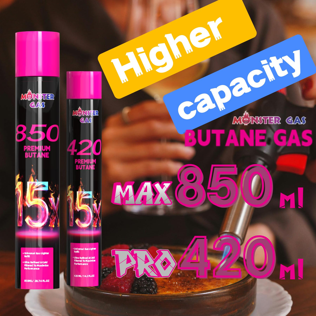 15x Ultra-Pure Butane Fuel Canisters 850ml, Pack of 12 D3059