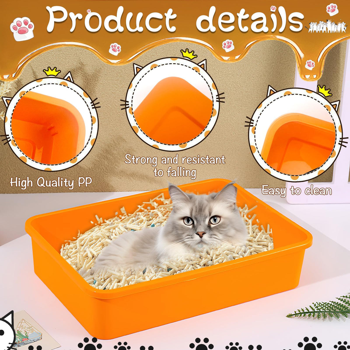 6 Pcs Plastic Kitten Litter Box Set with Scooper N645225