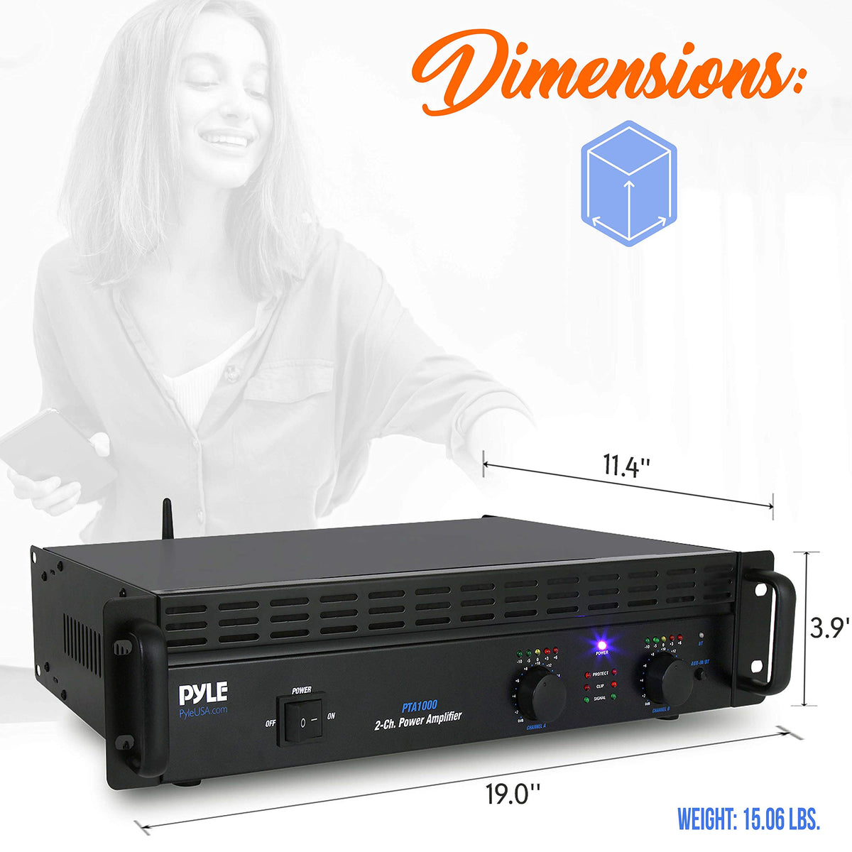 1000 Watt 2-Channel Bluetooth Power Amplifier T283453