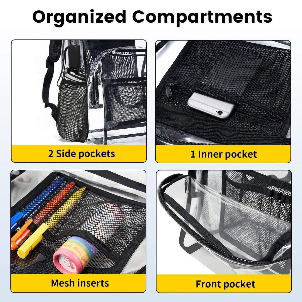 Clear Heavy Duty Black Backpack S537007
