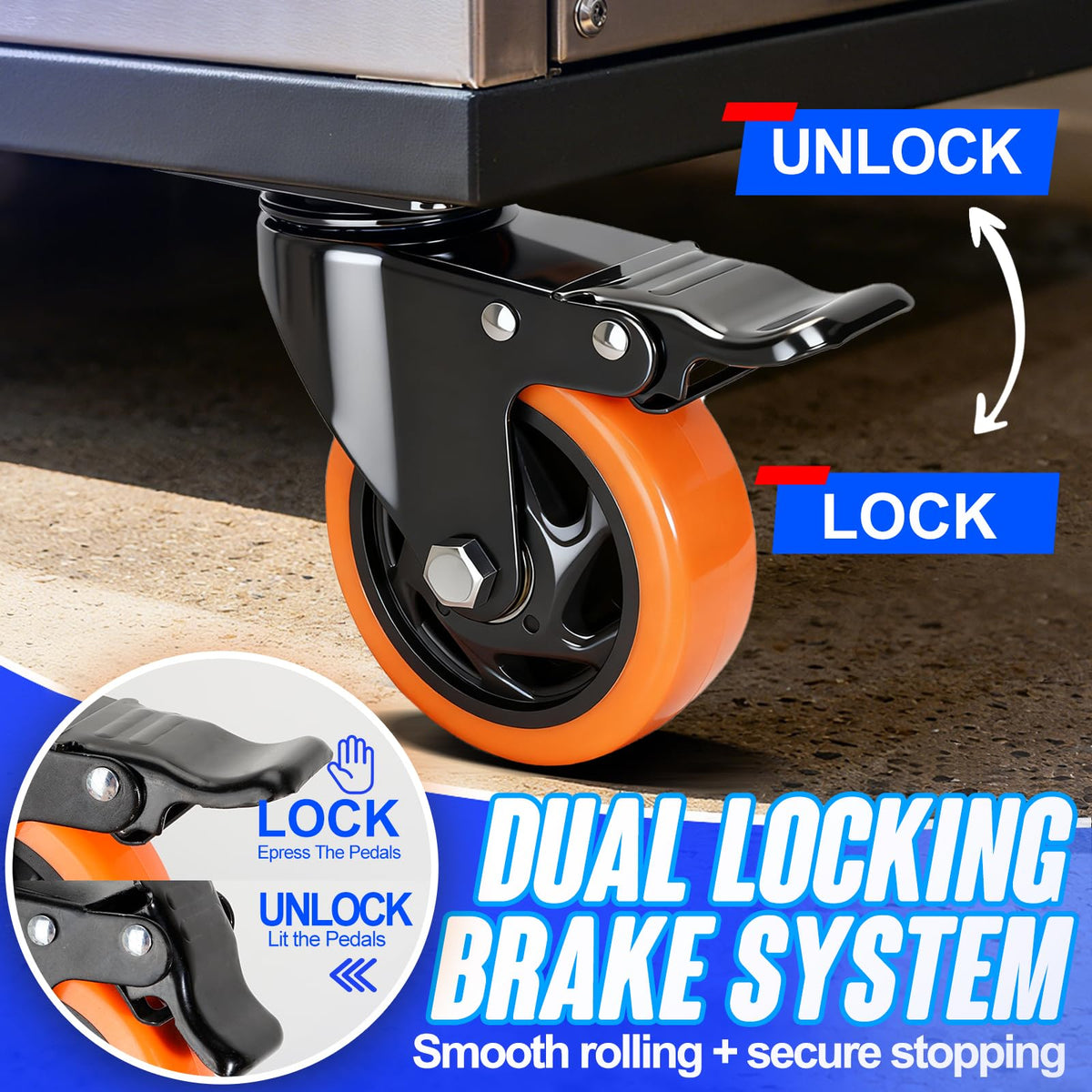 4 Inch Dual Locking Swivel Caster Set of 4 P416
