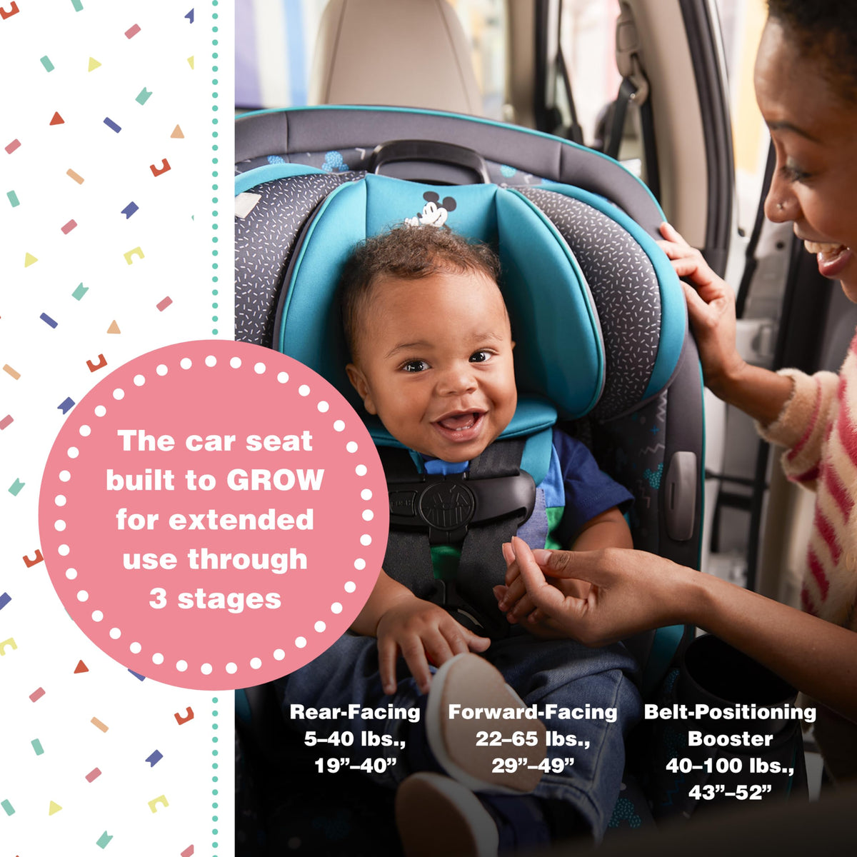 Convertible Car Seat, Rear Facing 5-40 pounds, Forward Facing 30-65 pounds, Booster 40-100 lbs Q492315