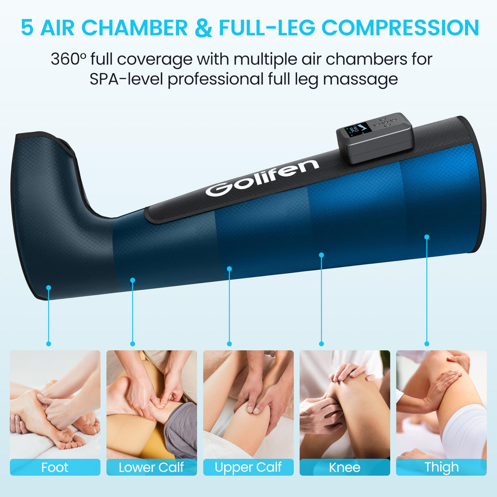 Cordless Leg Compression Massager with 5 Air Chambers X1011