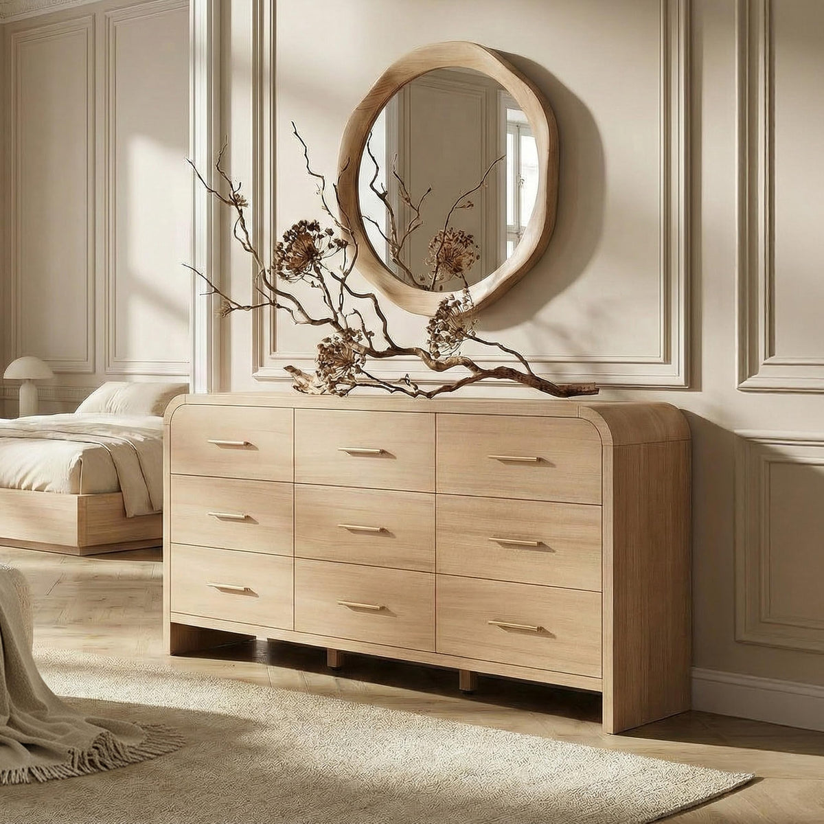 Gray Oak 9 Drawer Dresser C8151