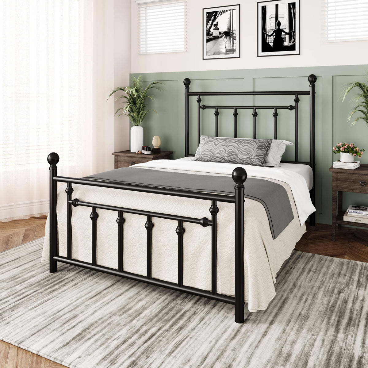 14'' Twin Size Black Metal Platform Bed Frame Y1074