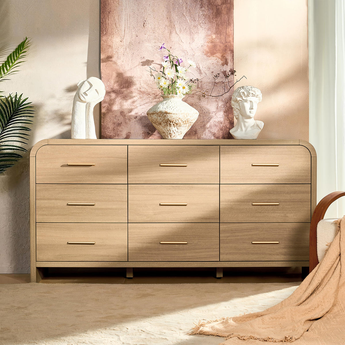 Gray Oak 9 Drawer Dresser C8151