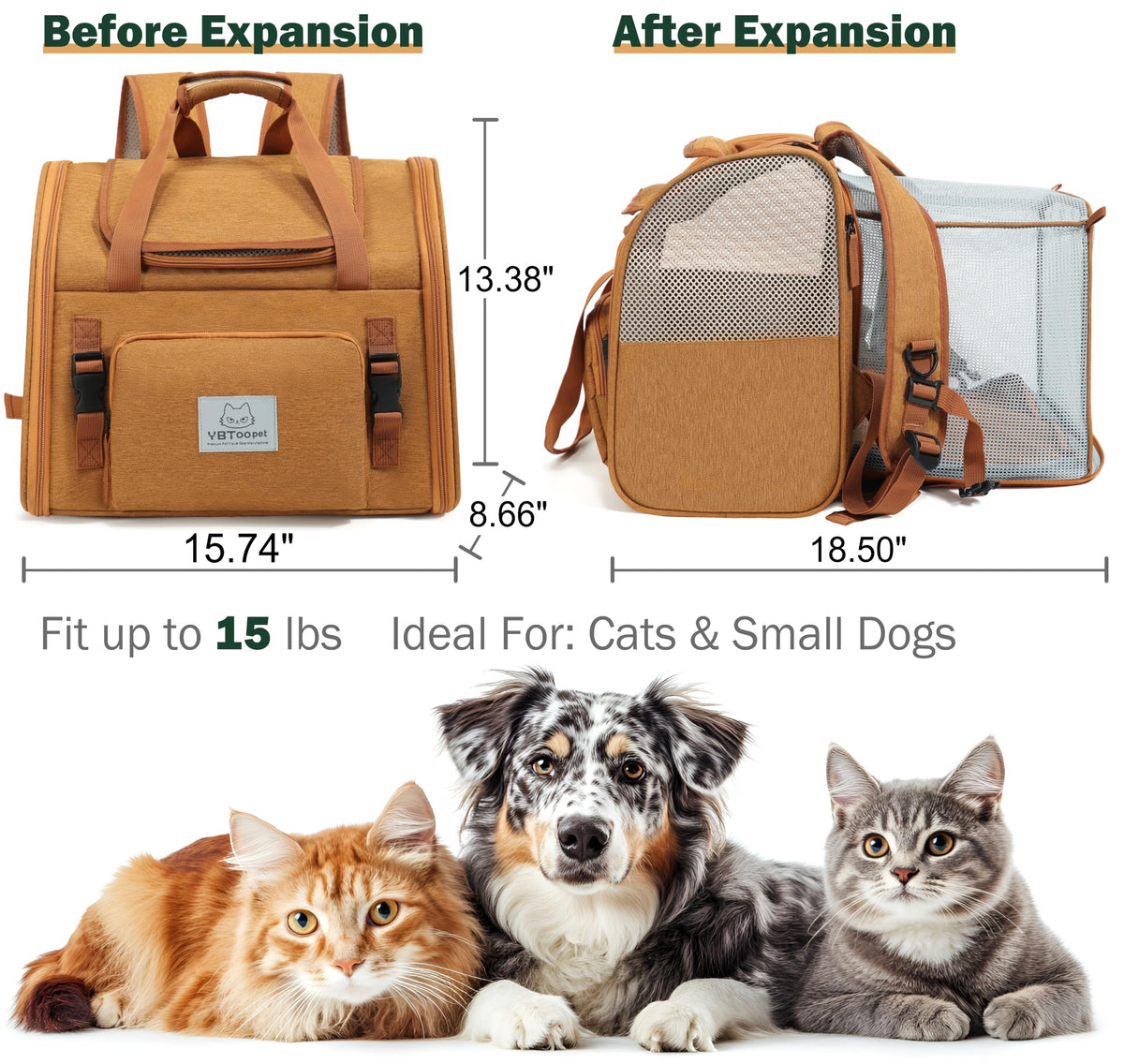 Brown Expandable Cat Backpack H324179