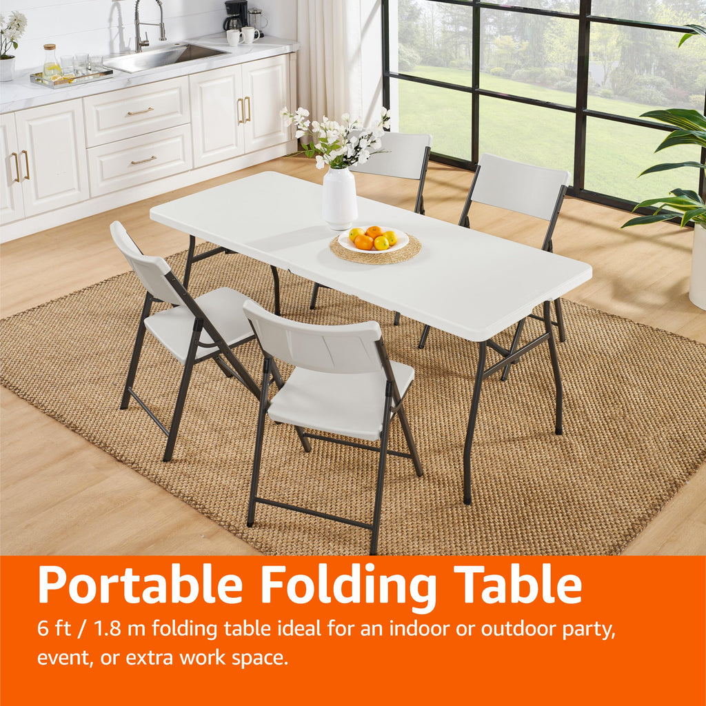 Heavy Duty Portable Folding Table, 6 ft, White S4176