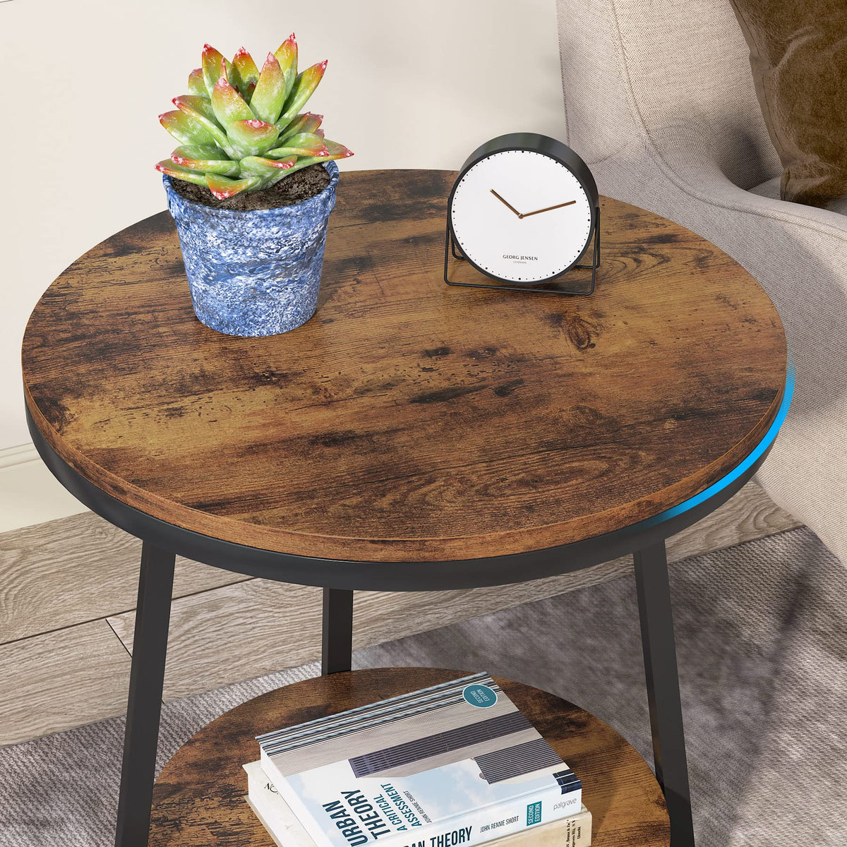2 Tier Round End Table with Storage Shelf K177111